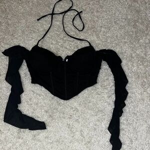 shein corset long sleeve black top size small